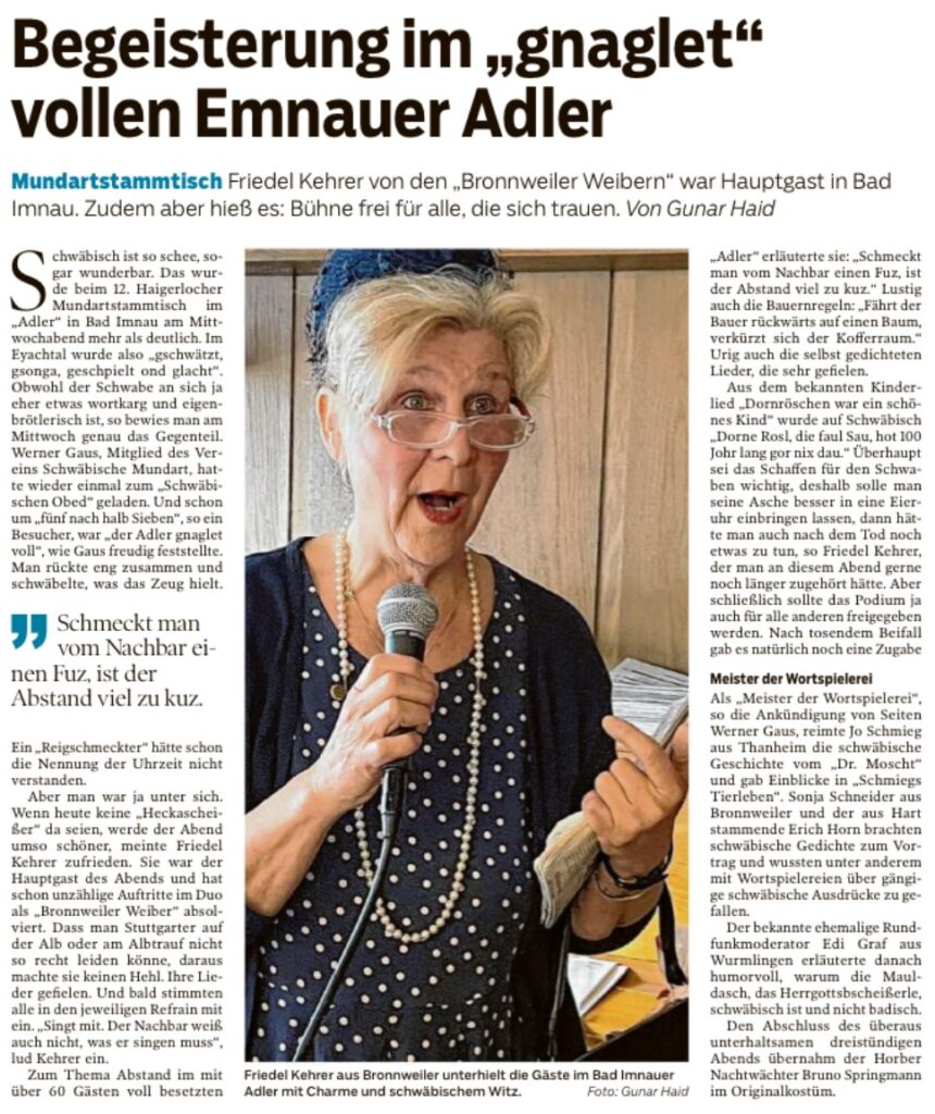 Schwäbische Mundart Friedel Kehrer Bronnweiler Weib